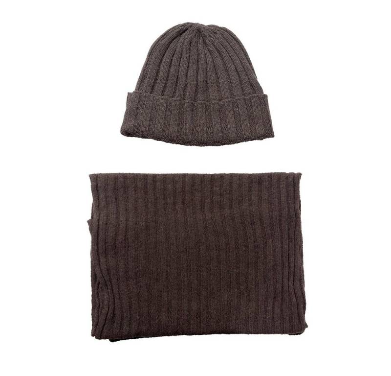 Brise Textil Mütze & Schal Mütze & Schal im Strick-Design-2-teiliges Winterset (2-teiliges Set) Anti-Pilling, Mit Fleece-Innenband (bei Mütze), Unisex von Brise Textil