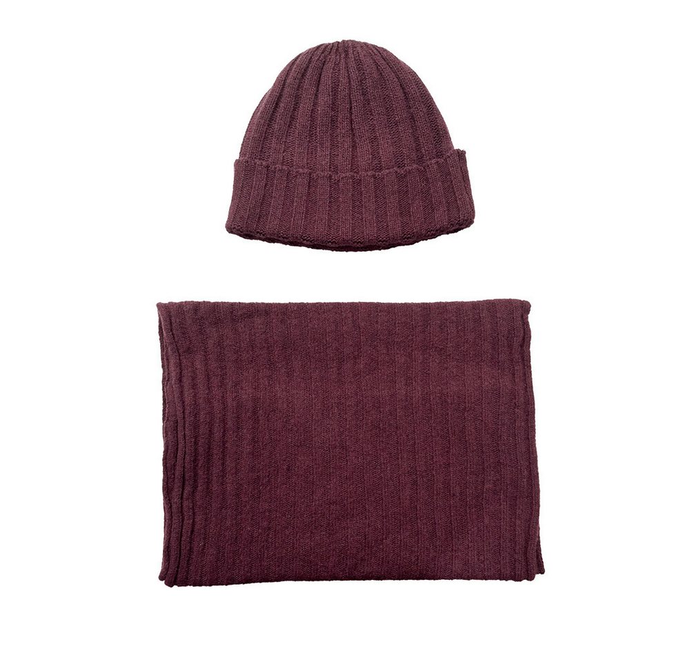 Brise Textil Mütze & Schal Mütze & Schal im Strick-Design-2-teiliges Winterset (2-teiliges Set) Anti-Pilling, Mit Fleece-Innenband (bei Mütze), Unisex von Brise Textil