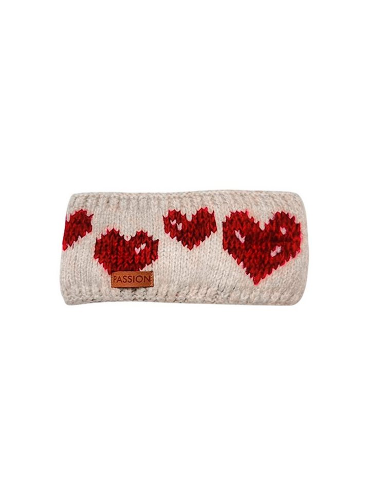 Brise Textil Stirnband Warmes Strick-Stirnband mit Fleece-Innenfutter (Stirnband) Herz-Muster, Mit Fleece-Innenfutter, Einheitsgröße von Brise Textil