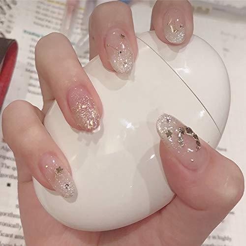 Brishow Künstliche Fingernägel Sarg Falsche Nägel Kurzer Glitzer Gefälschte Nägel Ballerina Glänzende Pailletten Falsche Nagelspitzen 24 Stück für Frauen und Mädchen von Brishow