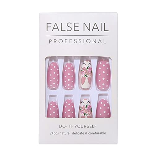 Brishow Ostern Nägel zum Aufkleben Rosa Kurze Künstliche Nägel Kaninchen Press on Nails Ballerina Acryl Falsche Nägel 24 Stück für Frauen und Mädchen (b) von Brishow