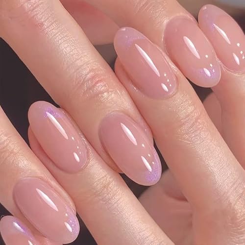 Brishow Künstliche Nägel French Pink Nägel zum Aufkleben Oval Kurze Press on Nails Artificial Ballerina Acryl falsche Nägel 24 Stück für Frauen und Mädchen (B) von Brishow