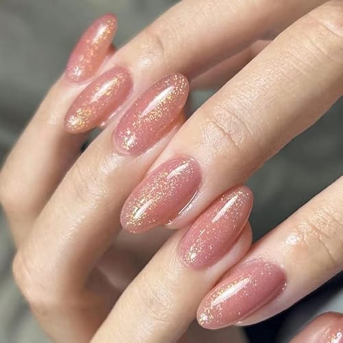 Brishow Künstliche Nägel French Pink Nägel zum Aufkleben Oval Kurze Press on Nails Artificial Ballerina Acryl falsche Nägel 24 Stück für Frauen und Mädchen (D) von Brishow