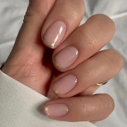 Brishow Künstliche Nägel Kurz Nägel zum Aufkleben French Einfarbig Press on Nails Ballerina Acryl fake Nails 24pcs für Frauen und Mädchen (L) von Brishow