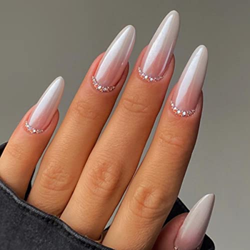 Brishow kurze Künstliche Nägel Naturrosa Nägel zum Aufkleben französische Press on Nails, Ballerina-Acryl fake nails 24 Stück für Frauen und Mädchen (a) von Brishow