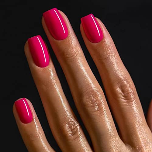 Brishow Kurz Künstliche Nägel Press on Nails Reine Farbe Nägel zum Aufkleben Ballerina Acryl Falsche Nägel 24 Stück für Frauen und Mädchen (rose) von Brishow