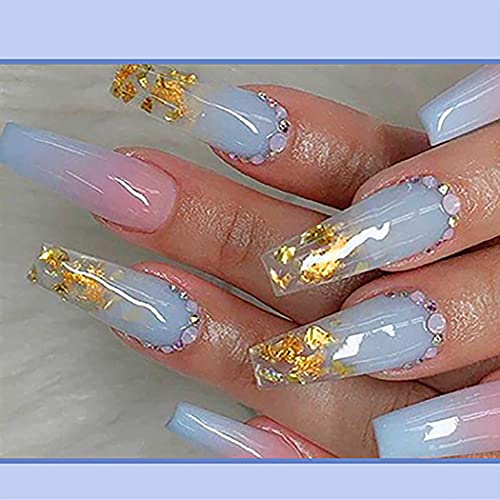 Brishow Sarg Künstliche Nägel zum Aufkleben Lange Kristall Press on Nails Ballerina Acryl Falsche Nägel 24 Stück für Frauen und Mädchen von Brishow