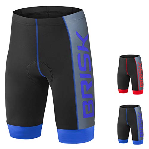 Brisk Bike Fahrradhose Herren gepolstert - Radlerhose Herren Atmungsaktive kühle und schnell trocknende Kompression Radhose Herren gepolstert Motorcycle Radlerhose Herren gepolstert (Black/Blue, M) von Brisk Bike