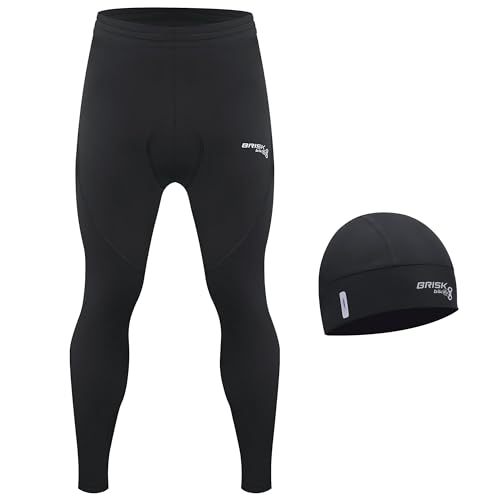 Brisk Bike Fahrradhose Herren Im Lieferumfang der kostenlosen Radmütze enthalten, mit Cool Gel-Polsterung im Inneren Fahrradhose Herren lang Lightweight Fahrradhose Winter Herren (Black, S) von Brisk Bike