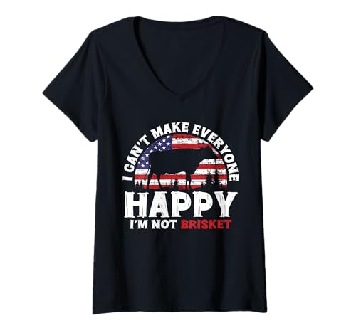 Damen I Cant Make Everyone Happy Im Not Brisket BBQ T-Shirt mit V-Ausschnitt Damen I Cant Make Everyone Happy Im Not Brisket BBQ T-Shirt mit V-Ausschnitt von Brisket Design BBQ Grillen Idee