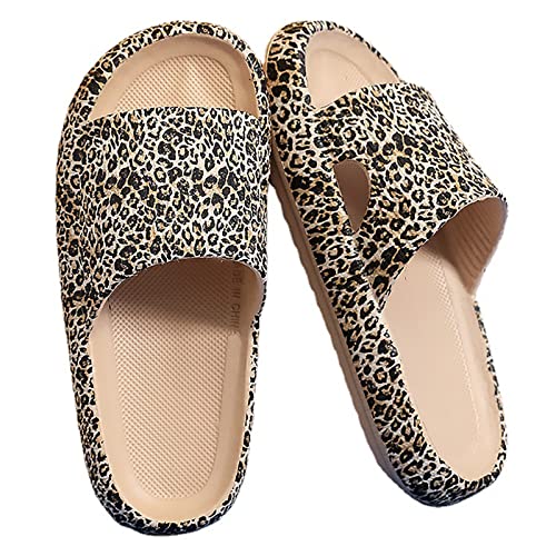 Badeschuhe Damen Cozislides Original Slippers Leopard Wolken Slipper Cloudyzz Schlappen Super Weiche Airfloppy Hausschuhe rutschfeste Pantoletten Badelatschen Offener Zehentranner Sommer Flip Flops von Briskorry