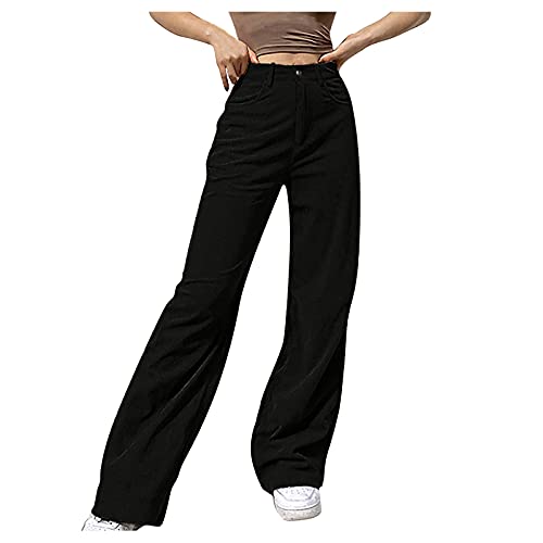 Baggy Jeans Damen High Waist Vintage y2k Jeanshose Boyfriend Straight Relaxed Fit Harajuku Aesthetic Pants Breites Bein Freizeithosen Flared Bootcut Jeans Vintage Streetwear von Briskorry