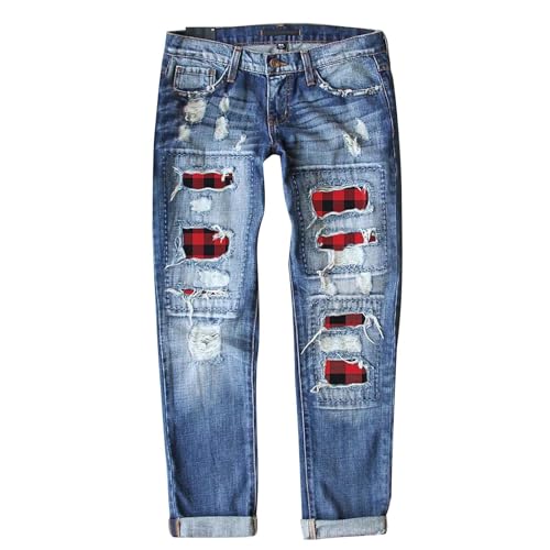 Boyfriend Jeans Damen Loose Jeans Harajuku Denim Hosen Hip Hop Cargohose Bootcut Loungehose Reißverschluss Skateboard Hose Wide Leg Langhose von Briskorry