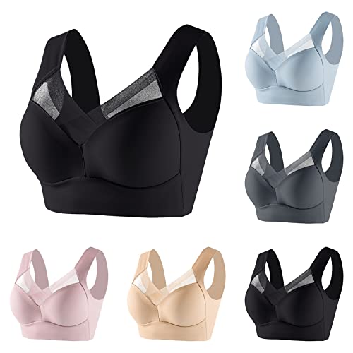 Briskorry 5 Pcs Wmbra Bra, Wmbra Posture Correcting Bra, Posture Correction, Summer Wireless Push-Up Comfort Ergonomic Crossover Bra von Briskorry