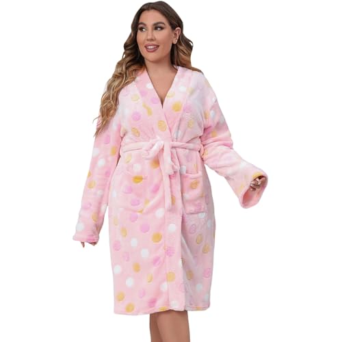 Briskorry Bademantel Damen Lang Lang Hausmantel Weicher Coat Verdicken Pyjama Langarm Frottee Bademäntel Warm Roben Flanell Schlafanzug Fleece Hausanzug Bequem Morgenmantel von Briskorry