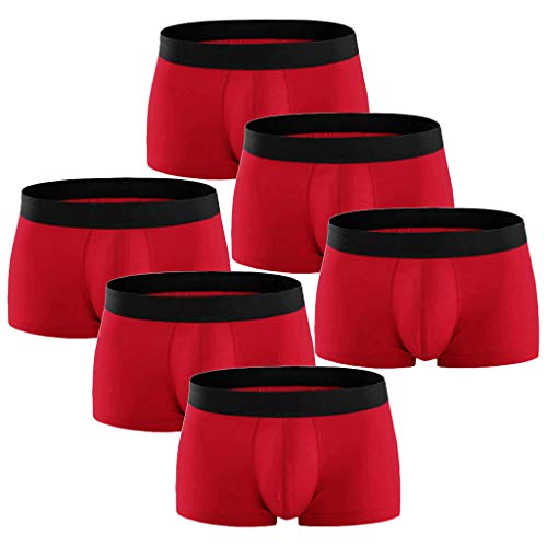 Briskorry Basic Boxershorts Herren 6er Pack Unterhosen Männer Baumwolle Men Retroshorts Boxer Unterwäsche Schwarz,Rot S, M, L, XL, XXL von Briskorry