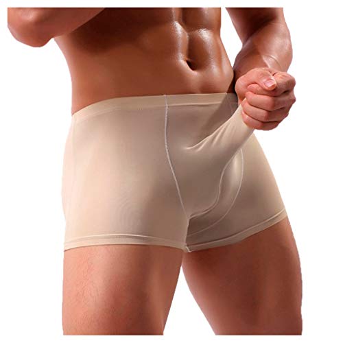 Briskorry Boxershorts Männer Ice Silk Seamless Boxershorts Herren Eisseide Unterwäsche Unterhosen Retroshorts Weiche und Ideale Passform Die Nase des Elefanten Boxer Unterhose von Briskorry