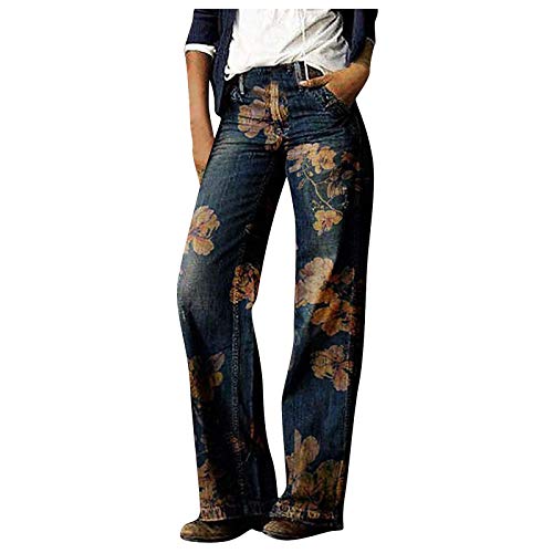 Briskorry Damen Baggy Jeans Y2K Style Jeanshose mit Hoher Taille, Gerade Jeanshose mit Weitem Bein, Mode Loose Flare Bleistift-Jeanshose Schlagjeans, Freizeithose Boyfriend Jeans von Briskorry