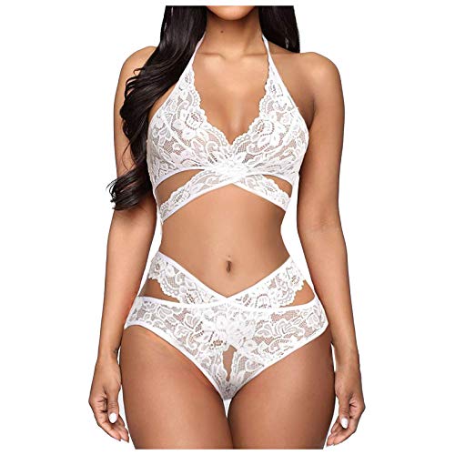 Briskorry Damen Dessous Set Sexy Spitze BH und Slip Verstellbar Unterwäsche Transparente Lingerie Sets Stickerei Negligees für Frauen Reizwäsche Bra und Höschen von Briskorry