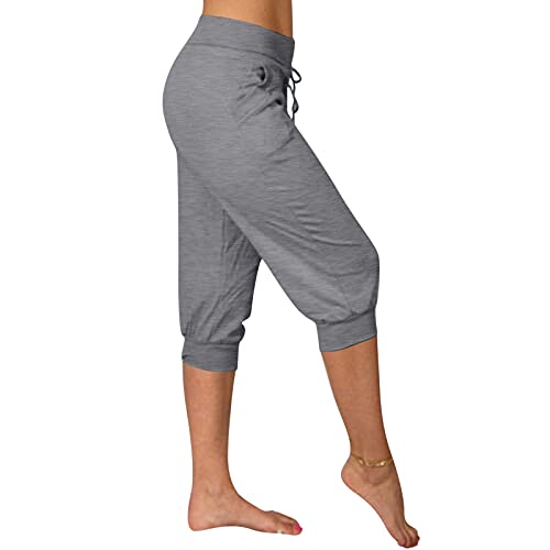 Briskorry Damen Freizeithose Lang High Waist Pyjamahose Nachtwäsche Hose Baggy Schlafhose Sommer Sporthose Schlafanzughose mit Taschen und Kordelzug von Briskorry