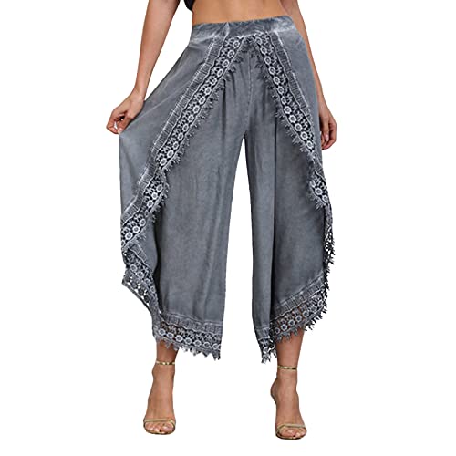 Briskorry Damen Haremshose Hohe Taille Schlitz Pumphose Sweatshose mit Weitem Bein Einfarbig Jogginghosen Lose Leichte Freizeithosen Casaul Sommer Yogahosen mit Elastisch Bund von Briskorry