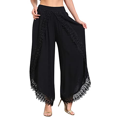 Briskorry Damen Haremshose Hohe Taille Schlitz Pumphose Sweatshose mit Weitem Bein Einfarbig Jogginghosen Lose Leichte Freizeithosen Casaul Sommer Yogahosen mit Elastisch Bund von Briskorry