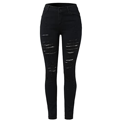 Briskorry Damen Jeans High Waist Skinny Slim Fit Jeanshosen Stretch Po-Pushup Effekt Hose Frauen Löcher Röhrenjeans Risse Ripped Jeans Bleistiftjean Lässige Jeggings von Briskorry