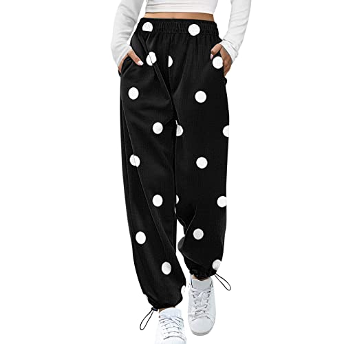 Briskorry Damen Jogginghose Baumwolle Lang Freizeithosen Zweifarbig Lässige Loose Sweathose mit Taschen Kordelzug Laufhosen High Waist Trainingshose für Frauen Sweatpants von Briskorry