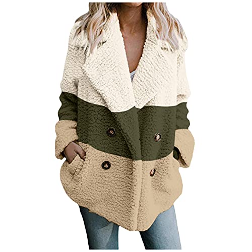 Briskorry Damen Mantel Plüschjacke Frau Wintermantel Kurzmantel Warm Cardigan Kapuzenjacke mit Taschen Winterjacke von Briskorry