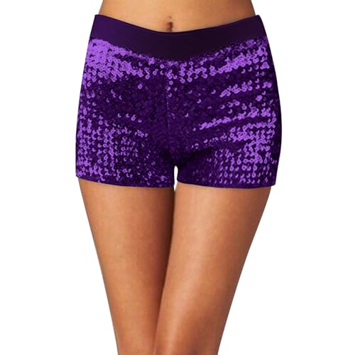 Briskorry Damen Pailletten Short Glitzer Party Shorts Freizeitshort für Nacht Club Festivals Outfits Glänzend Kurz Hose Tanzshorts High Elastic Hot Pants von Briskorry