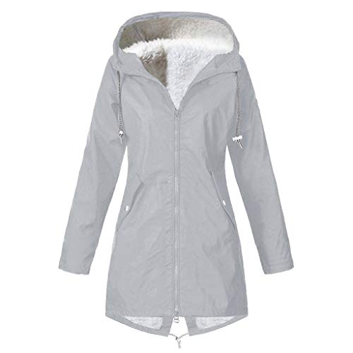 Briskorry Damen Regenjacke Regenmantel Wasserdicht Atmungsaktiv mit Fleece und Kapuze Lang Einfarbig Softshelljacke Funktionsjacke Regenmantel Outdoorjacke Übergangsjacke Windbreaker Regenjacke von Briskorry