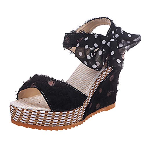 Briskorry Damen Sandaletten Keilabsatz Espadrilles Keilsandaletten Plateau Sandalen mit Absatz Elegante Sandaletten Römersandalen Pantoletten Schuhe Wedge Heel Offene Schuhe Sommer Absatzschuhe von Briskorry