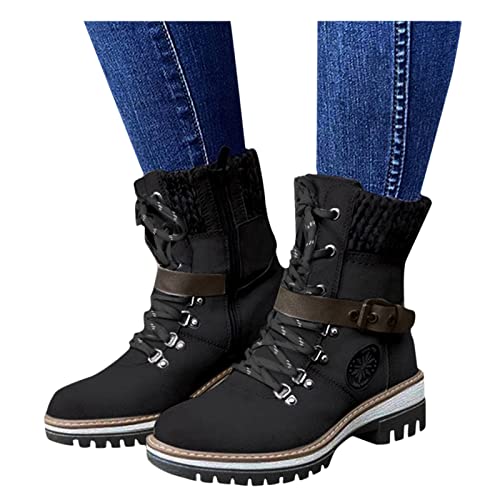 Briskorry Damen Schneestiefel Wasserdicht Warm Plush Gefüttert Winterschuhe Frauen Outdoor Rutschfest Dicker Boden Winter Stiefel Schneeboot Winterstiefel Hohe Stiefel Damenstiefel Thermostiefel von Briskorry