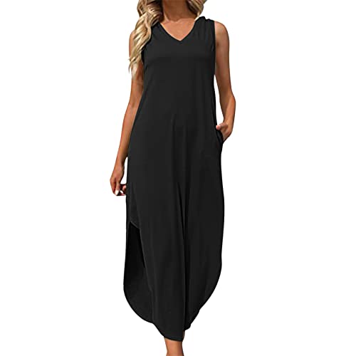 Briskorry Damen Sommer Urlaubskleid Elegant Ärmellos Sommerkleid Leichte Boho Strandkleid Lange Frauen Lose Lässige Maxikleider Freizeitkleider Alternative Bekleidung von Briskorry