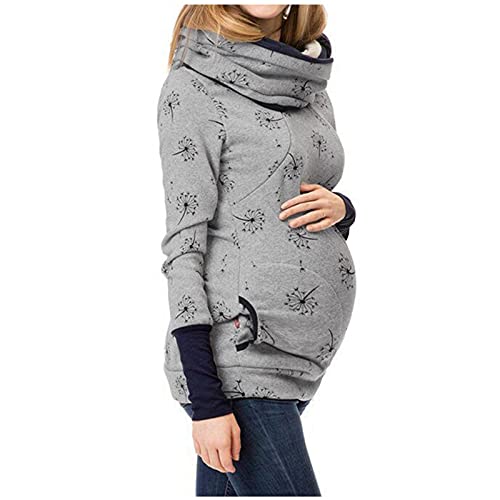 Briskorry Damen Stillpullover Winter Baumwolle Langarm Einfarbig Rollkragen Zweilagiges Stillen Sweatshirt Hoodie mit Taschen für Schwangerschaft Basic Stillzeit Umstandsmode Stillshirts Mit Scarf von Briskorry