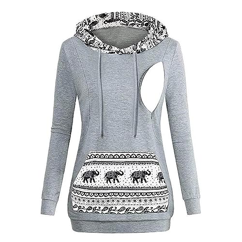 Briskorry Damen Stillpullover Winter Baumwolle Langarm Einfarbig Rollkragen Zweilagiges Stillen Sweatshirt Hoodie mit Taschen für Schwangerschaft Basic Stillzeit Umstandsmode Stillshirts Mit Scarf von Briskorry