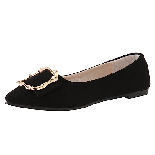 Briskorry Elegante Ballerinas Damen Spitzenschuhe Damen Ballett Pumps Modern Damenschuhe Flach Slip On Hausschuhe Flacher Schuhe Mit Riemchen Geschlossene Ballerinas Spitz Schuhe (AA-Black, 40) von Briskorry