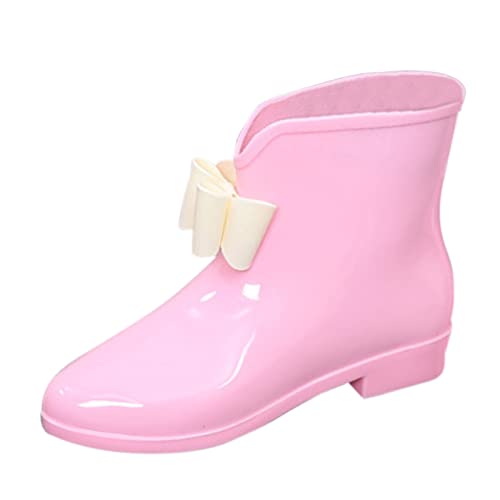 Briskorry Gummistiefel Damen Chelsea Boots Schleife Gartenschuhe Rain Boots Wasserdicht Regenstiefel Anti-Rutsch Regenschuhe Halbgummistiefel Gummi Stiefeletten von Briskorry