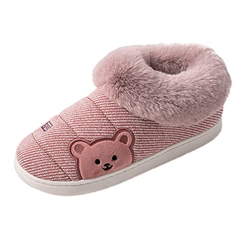 Briskorry Hausschuhe Damen Geschlossen Leicht Kuschelig Filzpantoffeln Winter Wärme Bequem Pantoffeln Plüsch Weiche Herbst und Winter Filzpantoffeln Flache Hüttenschuhe (Pink-a, 38-39) von Briskorry