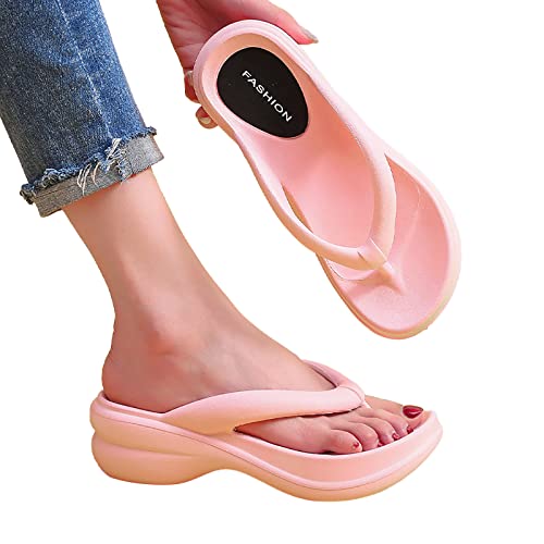 Briskorry Hausschuhe Damen Sommer,Dicke Sohle Flip Flops Zehentrenner Peep Toe Strandsandalen Plateau Gummi Home Slippers Super Weich Badeschuhe Große Größe Bequem Pantoletten Badeschlappen von Briskorry