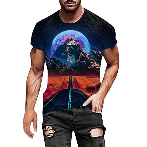 Herren Bunt Galaxy 3D Druck Rundhals Casual Strassenmode Sport Spaß Motiv Tops T-Shirt Fashion Streetstyle Sommer Grafik Kurzarm Gym Beiläufige Männer Bodybuilder Trainingsshirt von Briskorry