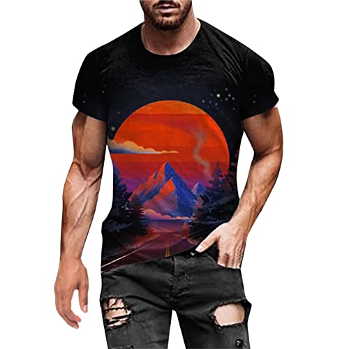 Briskorry Herren Bunt Galaxy 3D Druck Rundhals Casual Strassenmode Sport Spaß Motiv Tops T-Shirt Fashion Streetstyle Sommer Grafik Kurzarm Gym Beiläufige Männer Bodybuilder Trainingsshirt von Briskorry