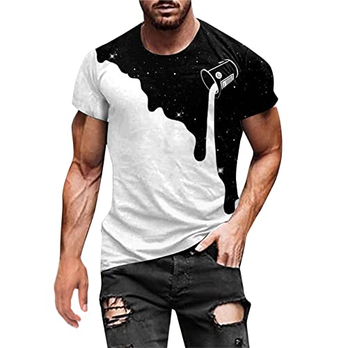 Briskorry Herren Bunt Galaxy 3D Druck Rundhals Casual Strassenmode Sport Spaß Motiv Tops T-Shirt Fashion Streetstyle Sommer Grafik Kurzarm Gym Beiläufige Männer Bodybuilder Trainingsshirt von Briskorry