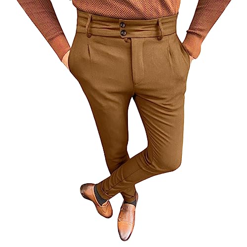 Briskorry Herren Chino Hose Karierte Stoffhose Lange Regular Fit Stretch Hose Karo-Muster Herrenhose Baumwollhose Männerhose Freizeithose für Männer von Briskorry