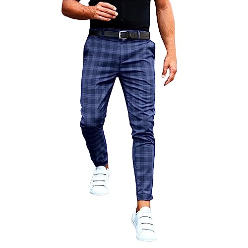 Briskorry Herren Chino Hose Karierte Stoffhose Lange Regular Fit Stretch Hose Karo-Muster Herrenhose Baumwollhose Männerhose Freizeithose für Männer von Briskorry