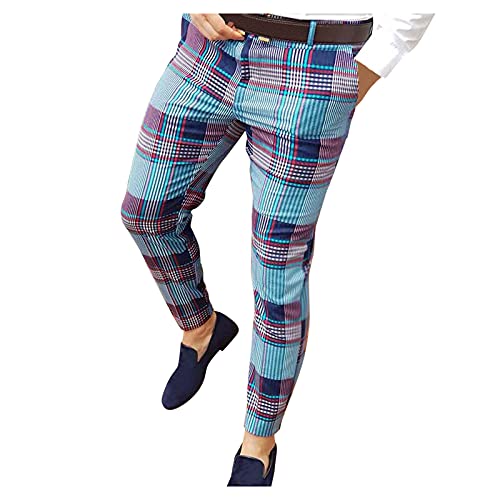 Briskorry Herren Chino Hose Karierte Stoffhose Lange Regular Fit Stretch Hose Karo-Muster Herrenhose Baumwollhose Männerhose Freizeithose für Männer von Briskorry