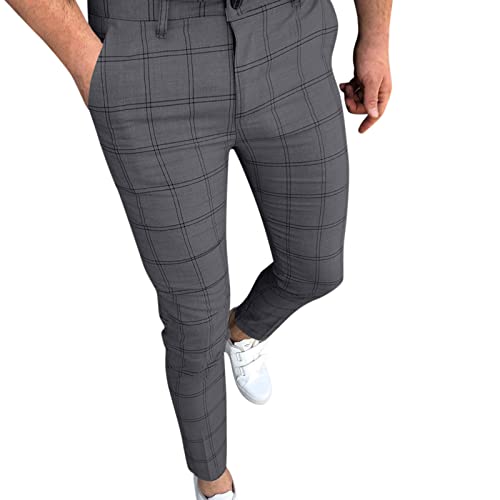 Briskorry Herren Chino Hose Karierte Stoffhose Lange Regular Fit Stretch Hose Karo-Muster Herrenhose Baumwollhose Männerhose Freizeithose für Männer von Briskorry