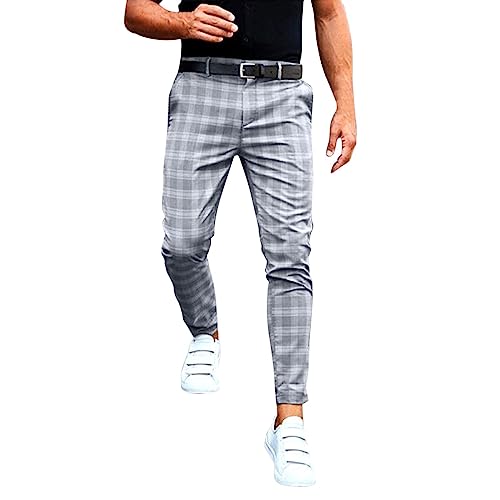 Briskorry Herren Chino Hose Karierte Stoffhose Lange Regular Fit Stretch Hose Karo-Muster Herrenhose Baumwollhose Männerhose Freizeithose für Männer von Briskorry