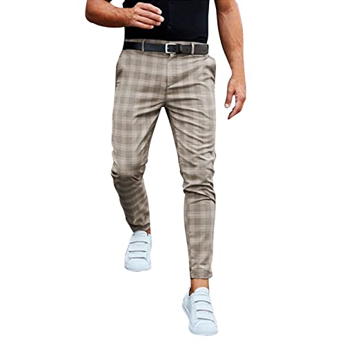 Briskorry Herren Chino Hose Karierte Stoffhose Lange Regular Fit Stretch Hose Karo-Muster Herrenhose Baumwollhose Männerhose Freizeithose für Männer von Briskorry