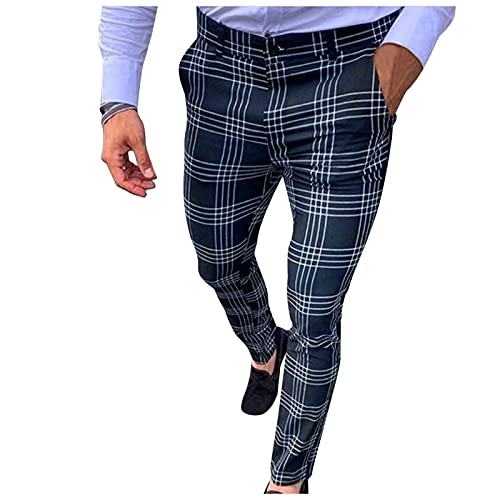 Briskorry Herren Chino Hose Karierte Stoffhose Lange Regular Fit Stretch Hose Karo-Muster Herrenhose Baumwollhose Männerhose Freizeithose für Männer von Briskorry